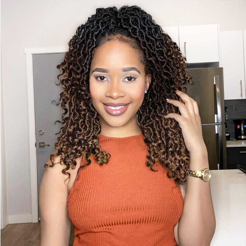 Karida Goddess Locs Crochet Hair 14 Inch 8 Packs Faux Locs Crochet Hair for Black Women Pre Looped Crochet Faux Locs With Curly Ends 14 Inch Pack of 8 1B430